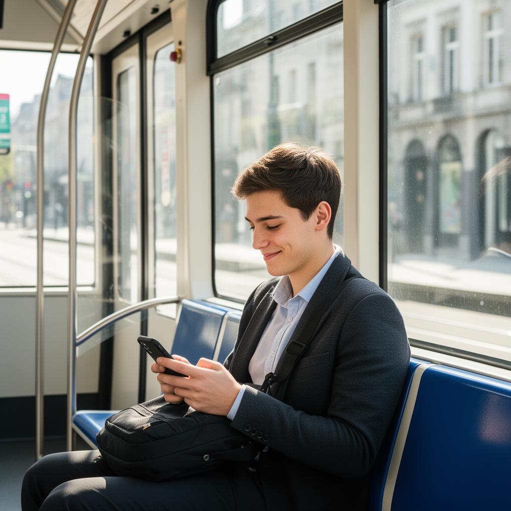 Pendelaar op de tram